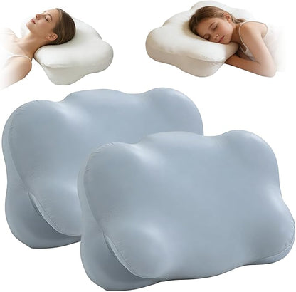 Cloud Pillow - Ergonomic Memory Foam Pillows, Zen Fluff Sleep Pillow with Neck & Shoulder Support, Adjustable Contour Neck Support for Side, Back, Stomach Sleepers, Breathable Anti-Wrinkle Pillowcase