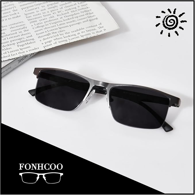 FONHCOO Reading Glasses for Women Men, Blue Light Blocking Reading Glasses Metal Half Frame Computer Readers Anti UV/Glare