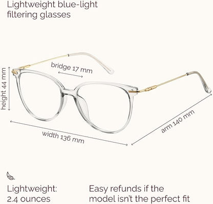 Gaoye Blue Light Blocking Glasses Women/Men, Fashion Cat Eye Fake Eyeglasses UV Ray Filter Computer Gaming Glasses (Black+Transparent)