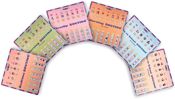 ROUTINO Bedtime Routine Chart for Kids, Visual Schedule with Interactive Paper Slider, Evening Sleep Tracker for Children, Promotes Consistent Nighttime Habits & Restful Sleep