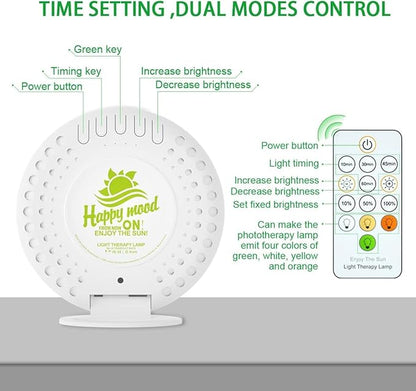 McDen Light Therapy Lamp, UV Free 10000 lux, Desktop Desk Lamp with Green Light and Three Types of White Light, 20 Adjustable Brightness Levels, and 4 Timer Functions