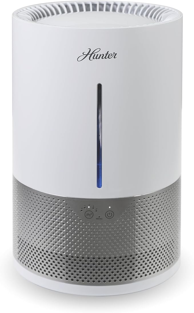 HHE150 Hunter Aspire 4.8L Evaporative Humidifier with PermaWick Filter (4.8L) - Remove Contaminants & White Dust for Clean Mist & Air – Medium Humidifier for Home, Bedroom, or Dorm - White