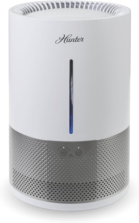 HHE150 Hunter Aspire 4.8L Evaporative Humidifier with PermaWick Filter (4.8L) - Remove Contaminants & White Dust for Clean Mist & Air – Medium Humidifier for Home, Bedroom, or Dorm - White