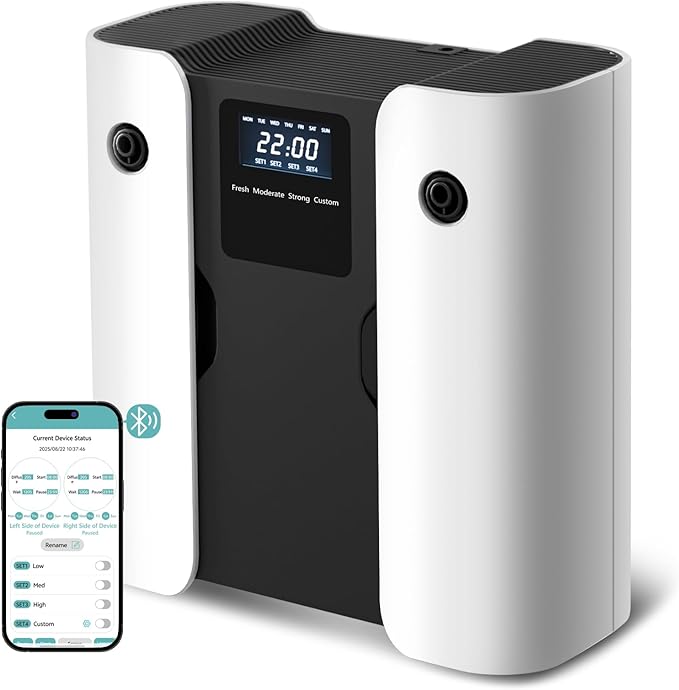 Smart Dual Scent Waterless Essential Oil Diffuser, Cold Air Tech Scent Air Machine for 3000 Sq Ft,160ml x2 Large Capacity, Hotel Collection Diffuser for Home & Office, Spa