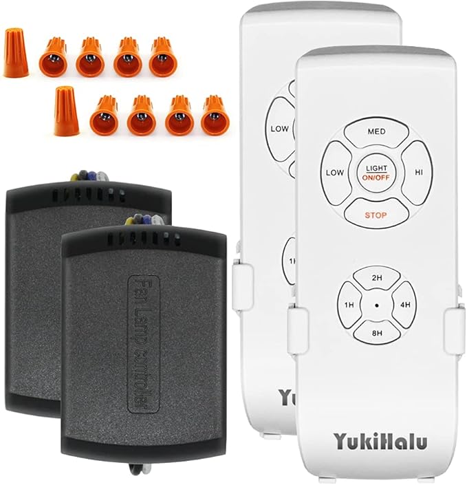 YukiHalu Ceiling Fan Remote Control Kit, Universal and Compact Size, Fan Speeds and Timings Control, Comply with UL1917