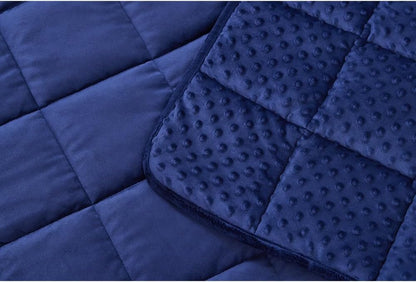 TONGDADA Minky Weighted Blanket | 40''x60'',7lbs | Cozy and Soft Minky Weighted Throw Blanket | Luxury Velvet with Premium Glass Beads | Navy Minky