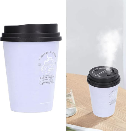 Portable Mini Humidifier, 300ml Car Humidifier Coffee Cup Low Noise Auto Off Lightweight Space Saving Travel Small USB Desk Humidifier for Car Bedroom and Office (Purple)