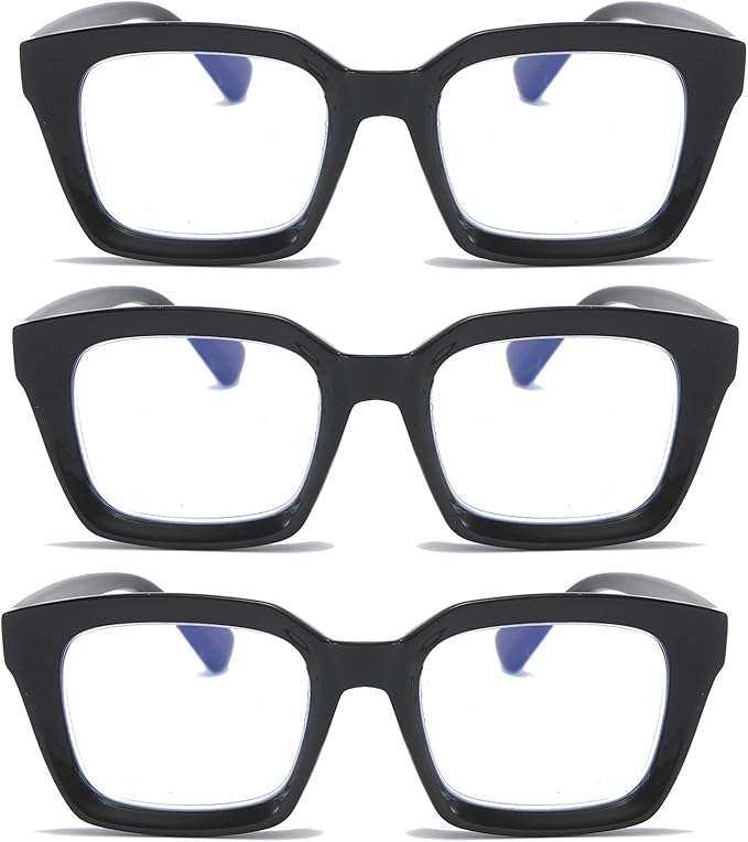 DXYXYO Reading Glasses for Women 1.75 Blue Light Blocking Men Oversized Rectangle Computer Readers 3 Pack Black Retro Fashion Oprah Style Square