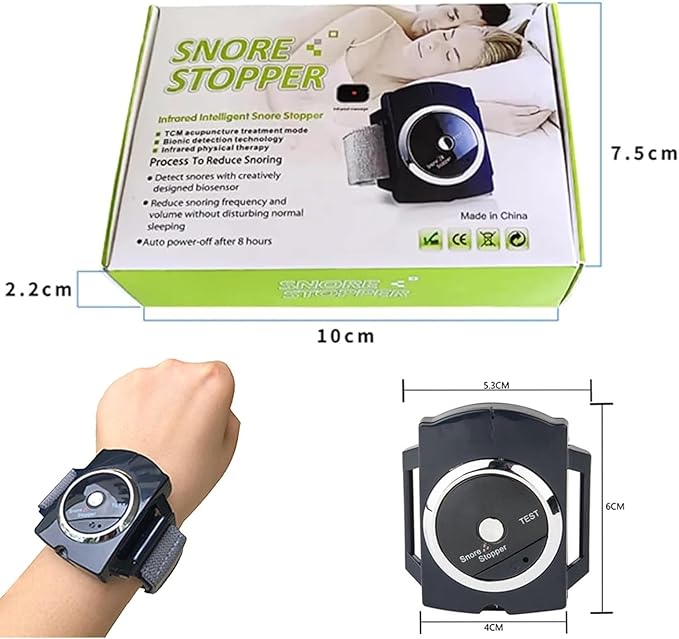Anti Snoring Wristband Device, Anti Snore Wrist Aid with 7-Speed Intensity Adjustment, Effective Snoring Prevention & Sleep Aid, Improve Nighttime Sleeping for Men & Women