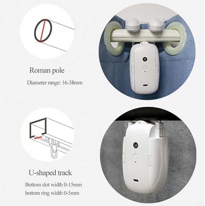 Smart Automatic Curtain Opener Remote Controlled Electric Curtain Opener Upgraded High-Performance Curtain Robot Motor with Remote Control Only Electric Curtain Opener Roman Rod/TU(2PC TU)(1PC TU)