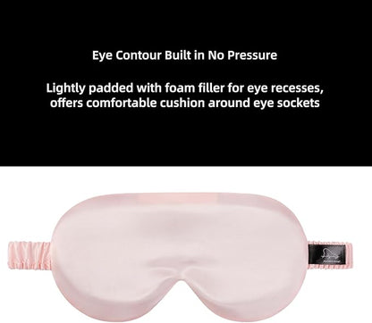 ALASKA BEAR Sleep Mask with Silk-Covered Headband for Hair Care, Silk Eye Mask Comfortable Scrunchy Band Over Ears Non-Adjustable Elastic Strap (Pink, Luxury 22 Momme)