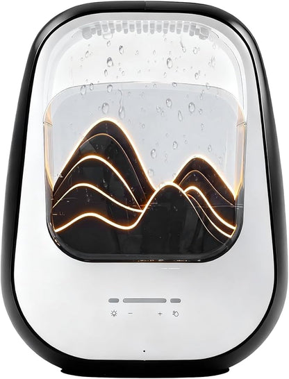 8-in-1 White Noise Sound Machine with Night Light, Help Stress Relief, Waterfall Design Essential Oil Diffuser Rain Sound Machine with Humidifier for Bedroom Office Decor Gift, Black