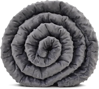 TONGDADA Minky Weighted Blanket | 40''x60'',5lbs | Cozy and Soft Minky Weighted Throw Blanket | Luxury Velvet with Premium Glass Beads | Dark Grey Minky