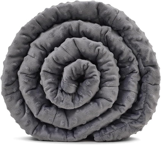 TONGDADA Minky Weighted Blanket | 40''x60'',5lbs | Cozy and Soft Minky Weighted Throw Blanket | Luxury Velvet with Premium Glass Beads | Dark Grey Minky