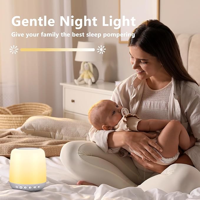 White Noise Machine Easysleep Baby Sound Machine for Sleeping with 12 Night Light Colors 30 Soothing Sounds 4 Timer Portable Sleep Machine for Baby Adults, Smart App Control, Touch Control