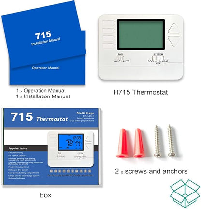 5-1-1 Day Programmable Thermostats for Home 2 Heat/ 2 Cool Conventional Multistage Systems