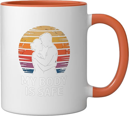 Breathing Relaxation Stress Relief Vagus Nerve Stimulation Ceramic Mug, Orange/White