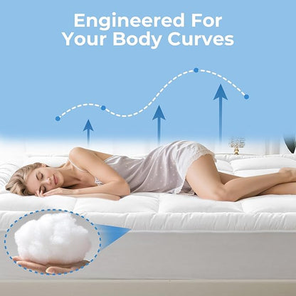 YUGYVOB King Mattress Topper - 600GSM Extra Thick Cooling & Breathable Mattress Pad with Deep Pocket 8"-21" & Soft Down Alternative Filling, White