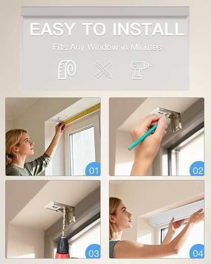Motorized Roller Shade with Remote Control, Blackout Electric Shade for Windows Compatible with Alexa Google via Hub, Rechargeable Smart Window Blind Customized Size (Vinyl Light Grey)