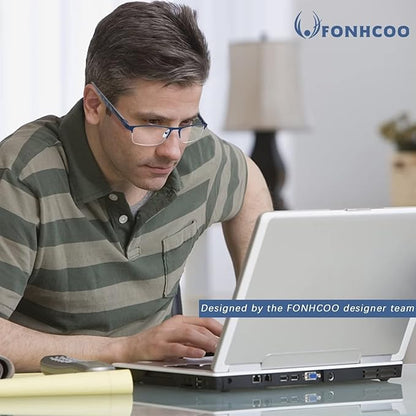 FONHCOO Reading Glasses for Women Men, Blue Light Blocking Reading Glasses Metal Half Frame Computer Readers Anti UV/Glare
