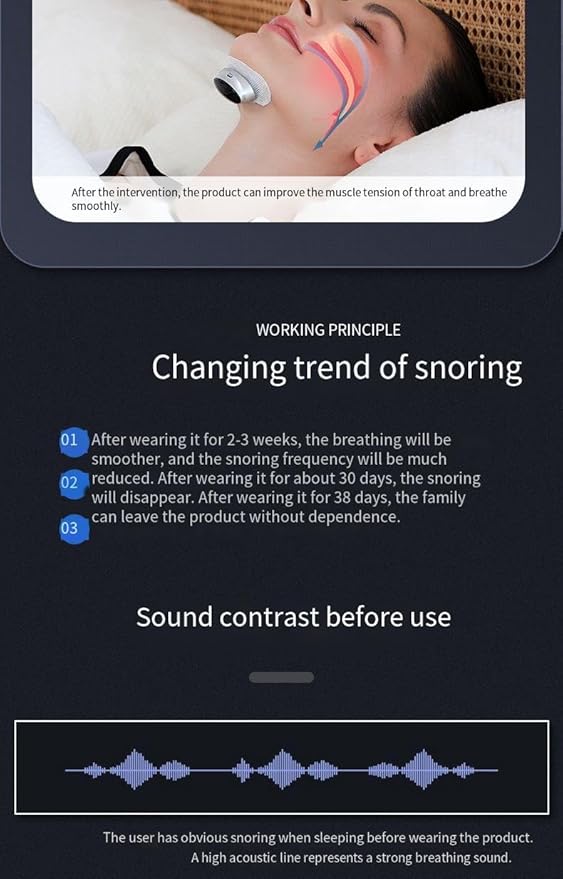 Compact Wireless Charging Case, Black，Electric Sleep Apnea Device, Good Sleep,Type C Rechargeable, Portable, Throat Pulse Stop Snoring Device,Electric Snoring Corrector