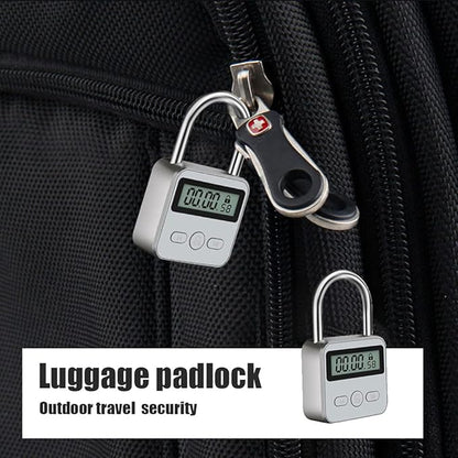 Metal Timer Lock, 99 Hours Max Timing Lock, USB Rechargeable Timer Padlock with LCD Display, Multi-Function Micro Electronic Timer Lock, Heavy Duty Metal Time Out Padlock(Silver)