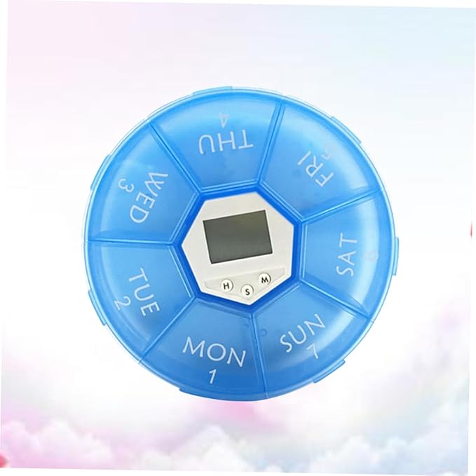 PartyKindom Compartments Pill Dispenser Alarm Clock Reminder Portable Electronic Medicine Organizer for Patients Edition