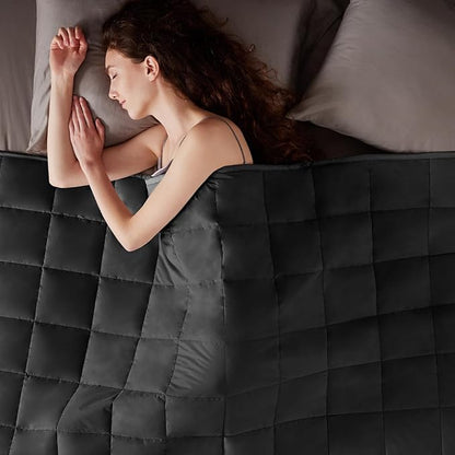 Weighted Blanket Twin Size (48"x72" 15lbs),Ultra Soft and Cozy Cooling Weighted Blanket Twin Size for Adult,Heavy Blanket with Machine Washable Soft Blanket, Black