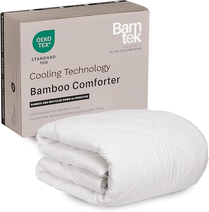 100% Viscose Derived from Bamboo Comforter, Cooling Comforter, Duvet Insert, Breathable, Extra Fluffy, Lightweight Comforters, Oversized King