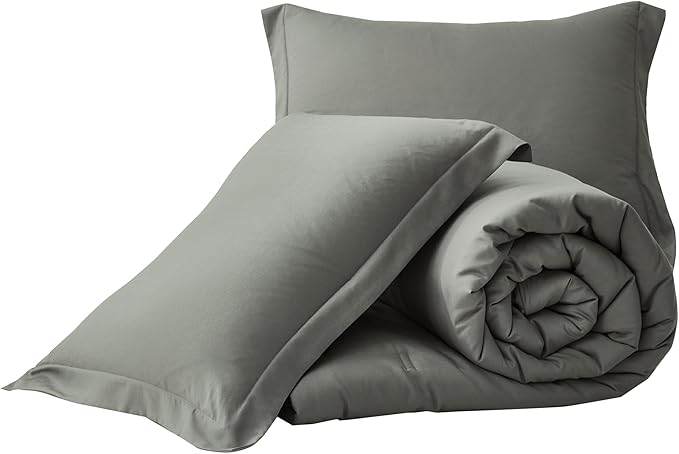 Chezmoi Collection Cliff 3-Piece Lightweight Cooling Comforter Set, Oversized King - Rayon Derived from Bamboo & Polyester Blended, Soft Breathable Bedding for Hot Sleepers, Dark Gray
