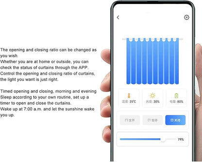 Yunir Smart Curtain Opener, BT Remote Control Voice Control Automatic Curtain Opener, Light Sensor and Quiet Mode, Simple Installation for Room Office