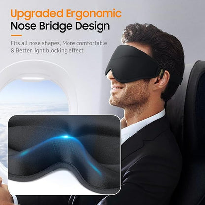Sleep Mask, 2 Packs Premium Eye Mask for Sleeping, Total Blackout, Superior Soft Comfort, Upgraded 3D Ergonomic Designed Sleeping Mask for Home, Office, Travel, Meditation, Black & Purple