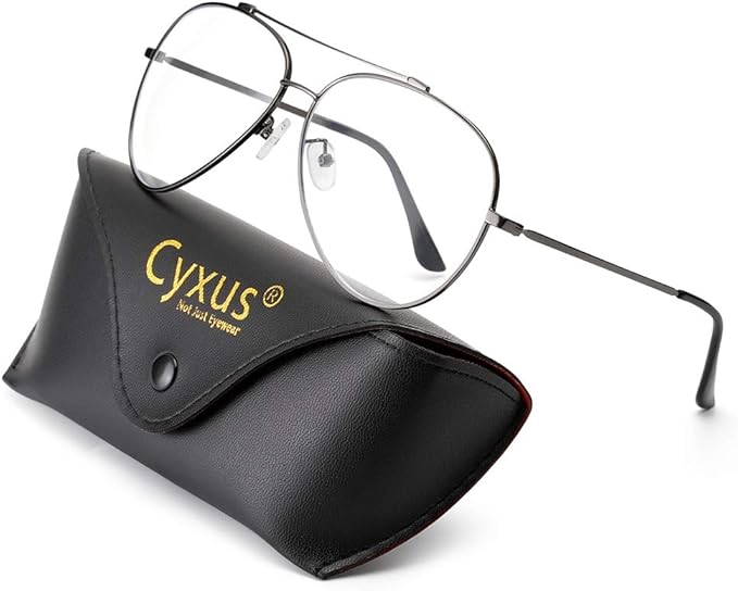 Cyxus Davos French Ma-con Style Aviator Glasses Blue Light Blocking Eyeglasses for Computer UV Protection Anti Eyestrain 8805