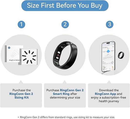 RingConn Gen 2, World’s First Smart Ring with Sleep Apnea Monitoring, No APP Subscription, 12-Day Battery Life, Stress/Heart Rate/Women's Health Tracker, Android & iOS Compatible (Black, Size 13)
