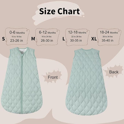 Baby Sleep Sack TOG 2.5 Winter Baby Wearable Blanket, Infant Sleeping Sack 2-Way Zipper Warm Quilted Sleepsack (Green, Medium)