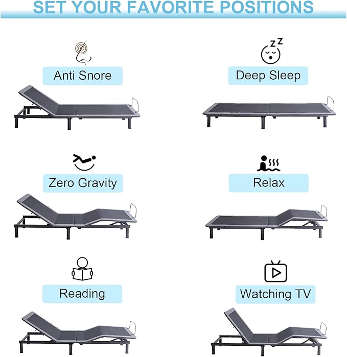 MUUEGM Adjustable Bed Frame Base Queen with Massage,Wireless Remote Control,Ergonomic Motorized Head and Foot Incline,Zero Gravity,Anti-Snore,USB Ports,Easy Assembly,LED Light,Memory Pre-Sets