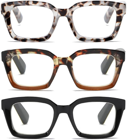 Readers for Women Oprah Style Square Reading Glasses with Spring Hinge Blue Light Blocking for Men Ladies