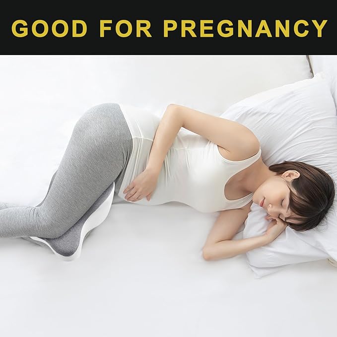 Long 14” Knee Pillow for Side Sleeper Fully Support Thighs and Knees for Required Knee Separation- Leg Pillow for Side Sleeping Between Legs Aligns Spine- Large, Gray