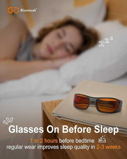 Bloomoak 99% Blue Light Blocking Glasses,Nighttime Sleep,Fully Wraparound Your Eyes with No Leaks for Side Glare/Dry Eyes