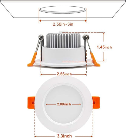 YGS-Tech 3 Inch LED Recessed Lighting, Dimmable Downlight 5W(40W Halogen Equivalent), CRI80, 5000K Daylight White, Ceiling Light with LED Driver(4 Pack)