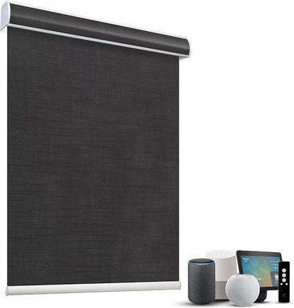 SmartWings Motorized Light Filtering Roller Shades 60% Blackout Custom Size, Rechargeable Battery, Works with Matter/Apple HomeKit, Alexa, Thread/Zigbee, Remote Optional, 60% Twilight Shadow