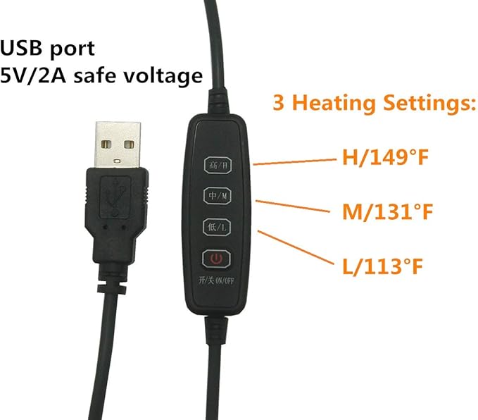 USB Electric Heating Blanket Personal Single-Person Small-Sized Heated Shawl 3 Heating Settings for Library, Outdoors, Car (Black)