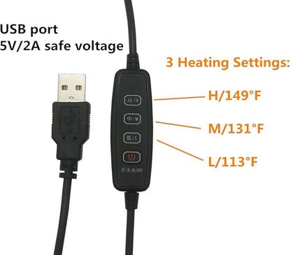 USB Electric Heating Blanket Personal Single-Person Small-Sized Heated Shawl 3 Heating Settings for Library, Outdoors, Car (Black)