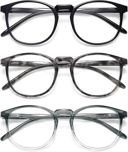 IBOANN Chic & Comfy Blue Light Glasses for Women - 3-Pack Round Frames, Screen-Ready Style with UV Protection Coating
