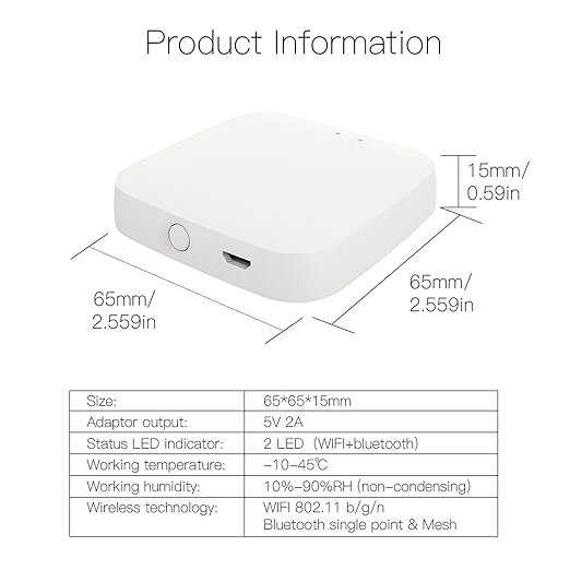 Add MOES FingerBot Tuya Bluetooth Hub Link FingerBot to Wi-Fi (Support 2.4GHz) Compatible with Alexa, Google Home, IFTTT and Timmer Control. One Gateway Can Connect Multiple FingerBots