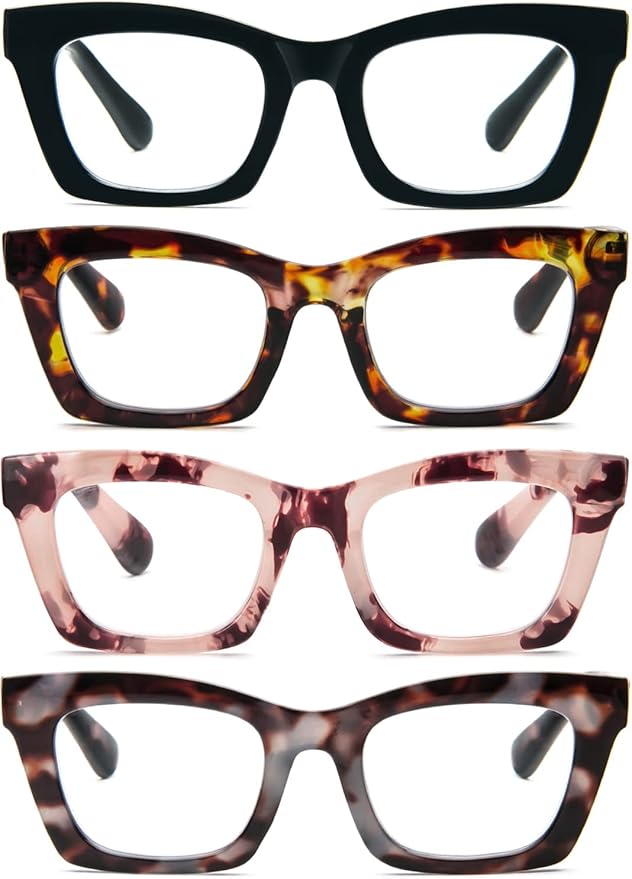 REAVEE Oprah Style Reading Glasses for Women, Blue Light Blocking Stylish Oversized Computer Readers Spring Hinge