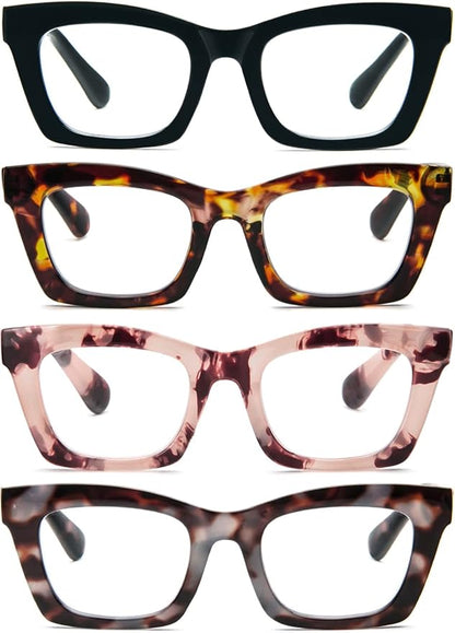 REAVEE Oprah Style Reading Glasses for Women, Blue Light Blocking Stylish Oversized Computer Readers Spring Hinge