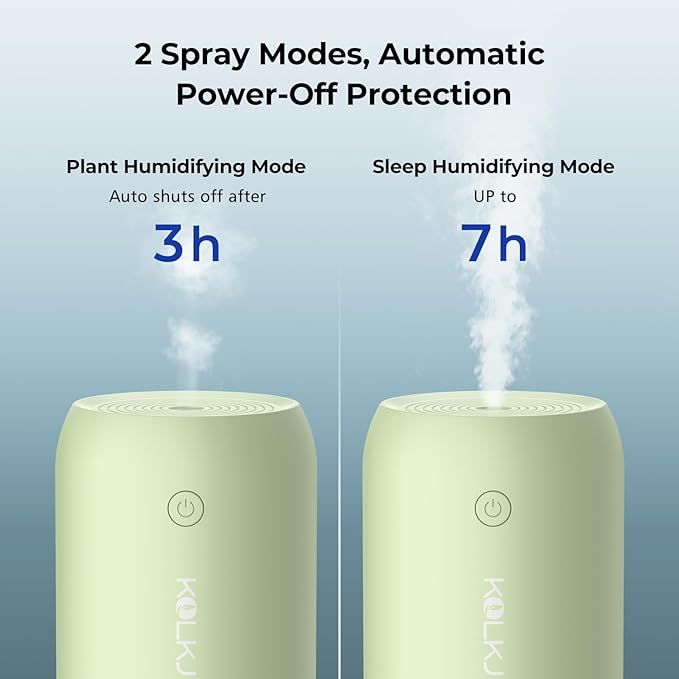 Portable Mini Humidifier, KQLKJ 350ml Small Cool Mist Humidifiers, USB Personal Desktop Humidifier for Bedroom Car Office Travel with Auto Shut-Off & 2 Mist Modes (Green)
