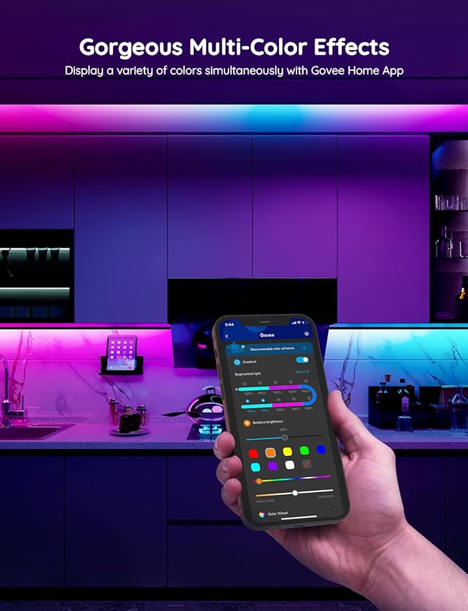 Govee 65.6 feet RGBIC LED Strip Lights for Bedroom, Smart Strip Lights Alexa Compatible, Color Changing LED Lights, Home Decor, 2 Rolls of 32.8 feet