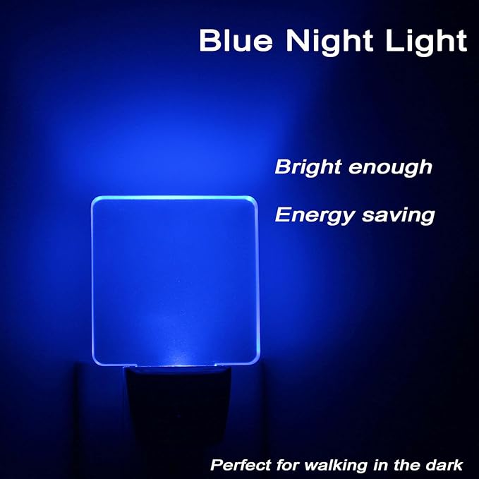 2 Pack 0.5W Plug in LED Night Light with Dusk to Dawn Sensor Blue